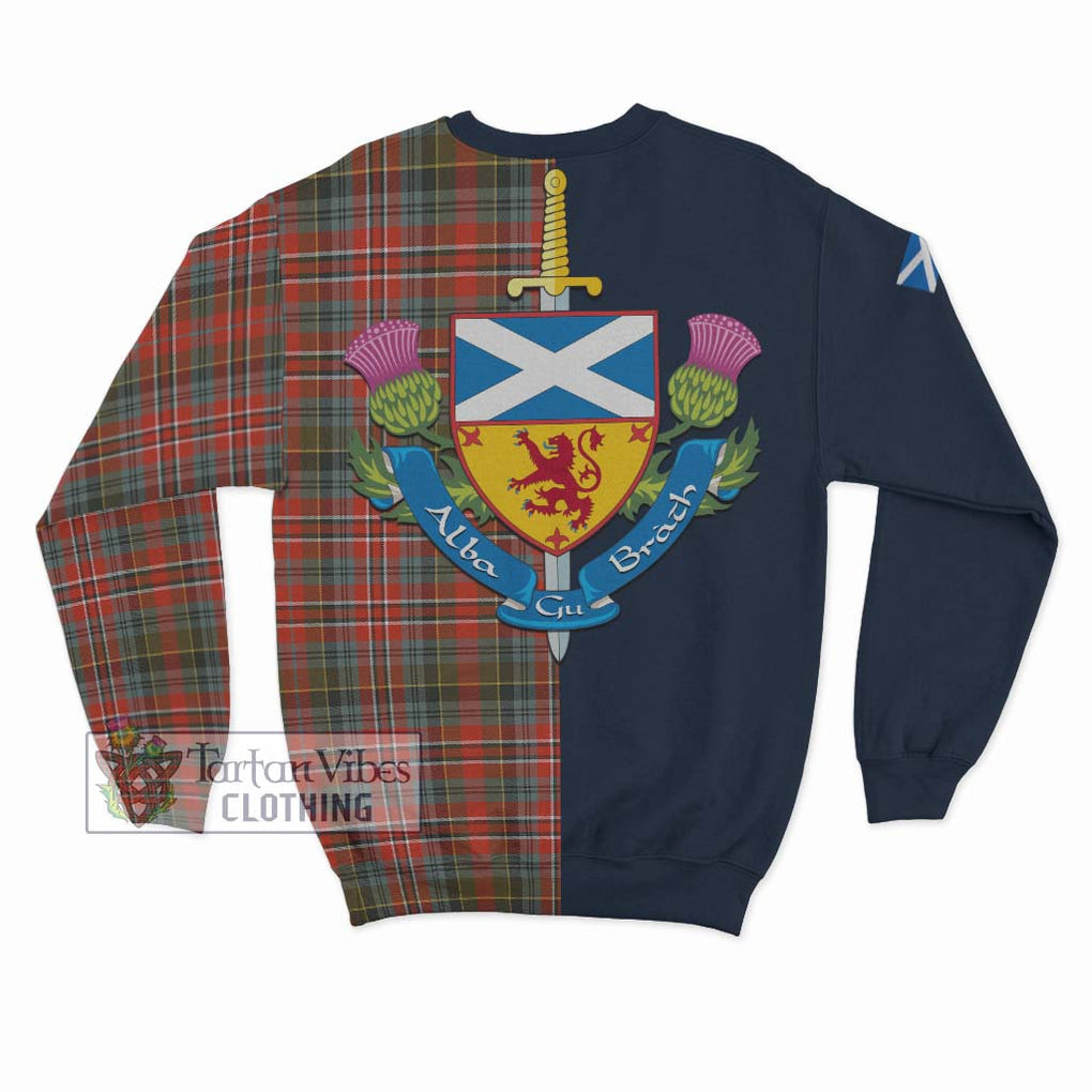 McPherson Weathered Tartan Sweatshirt Alba with Scottish Lion Royal Arm Half Style - Tartan Vibes Clothing
