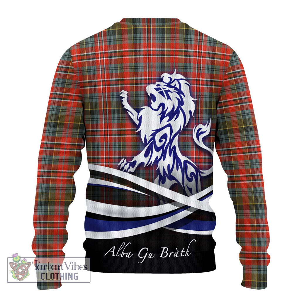 McPherson Weathered Tartan Ugly Sweater with Alba Gu Brath Regal Lion Emblem - Tartan Vibes Clothing