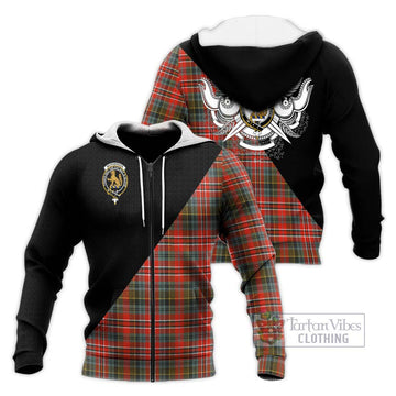 McPherson Weathered Tartan Knitted Hoodie with Family Crest and Military Logo Style Unisex Knitted Zip Hoodie - Tartan Vibes Clothing