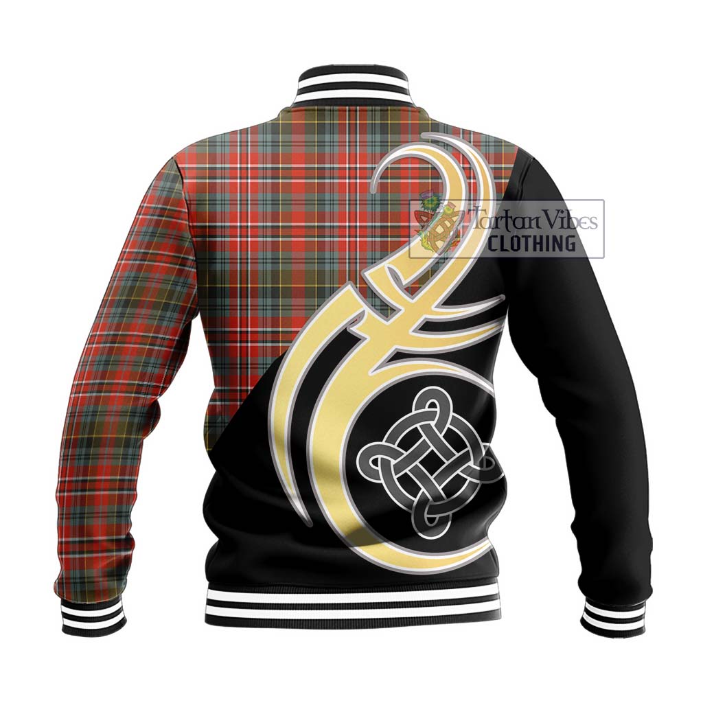 McPherson Weathered Tartan Baseball Jacket with Family Crest and Celtic Symbol Style - Tartan Vibes Clothing