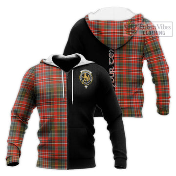 McPherson Weathered Tartan Knitted Hoodie with Family Crest and Half Of Me Style Unisex Knitted Zip Hoodie - Tartan Vibes Clothing