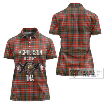 McPherson Weathered Tartan Women's Polo Shirt with Family Crest DNA In Me Style - Tartan Vibes Clothing