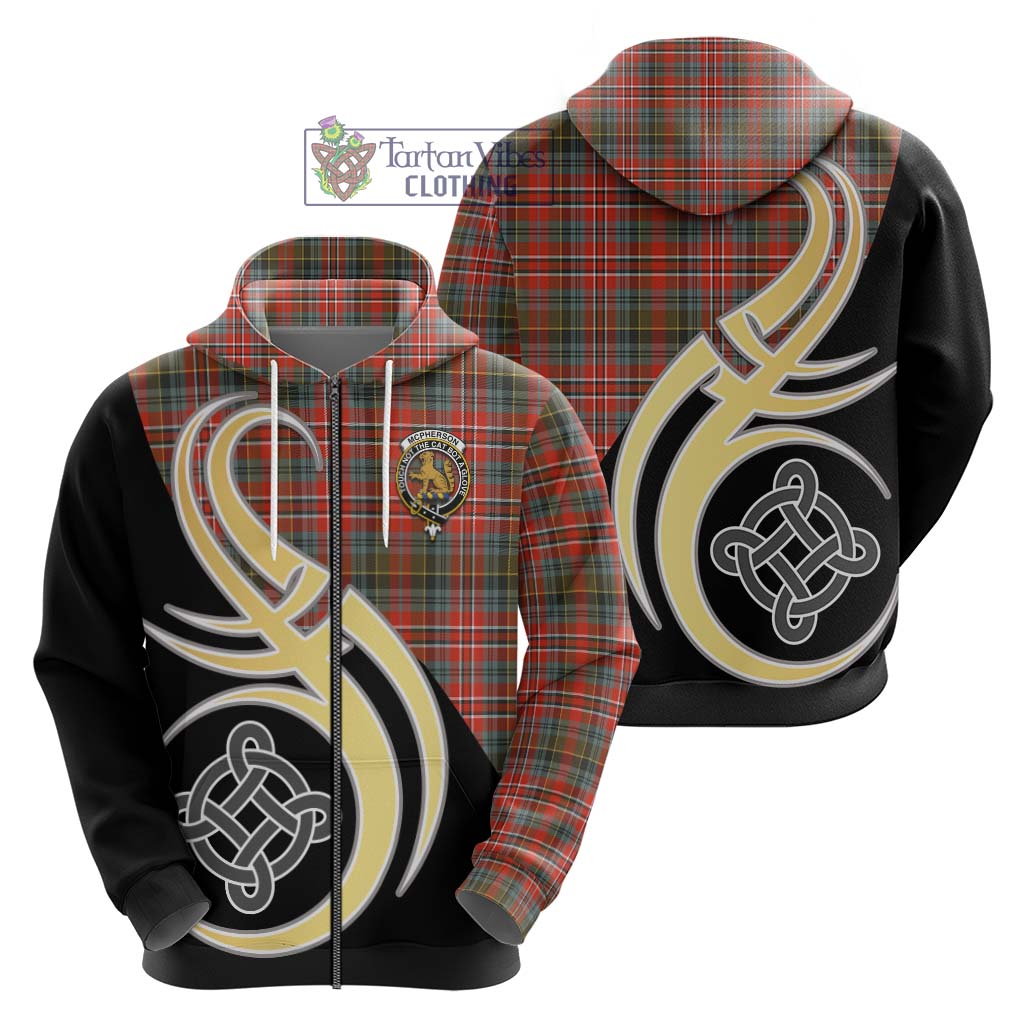 McPherson Weathered Tartan Hoodie with Family Crest and Celtic Symbol Style - Tartan Vibes Clothing