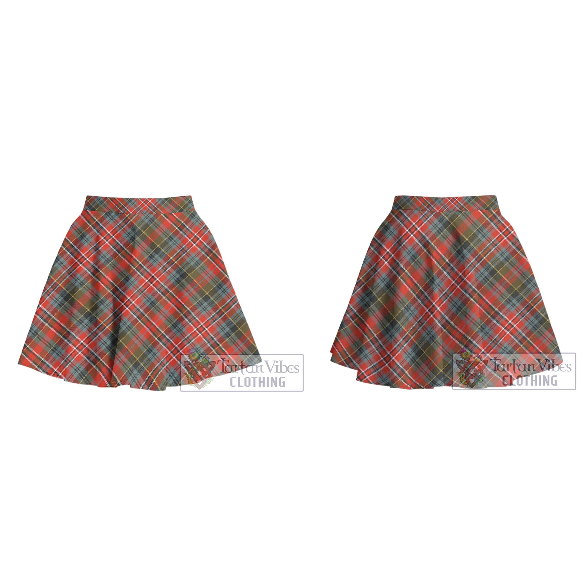 McPherson Weathered Tartan Women's Plated Mini Skirt Cross Style - Tartan Vibes Clothing