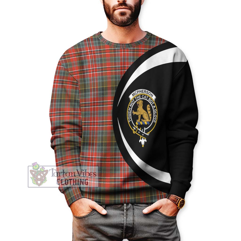 McPherson Weathered Tartan Sweatshirt with Family Crest Circle Style - Tartan Vibes Clothing