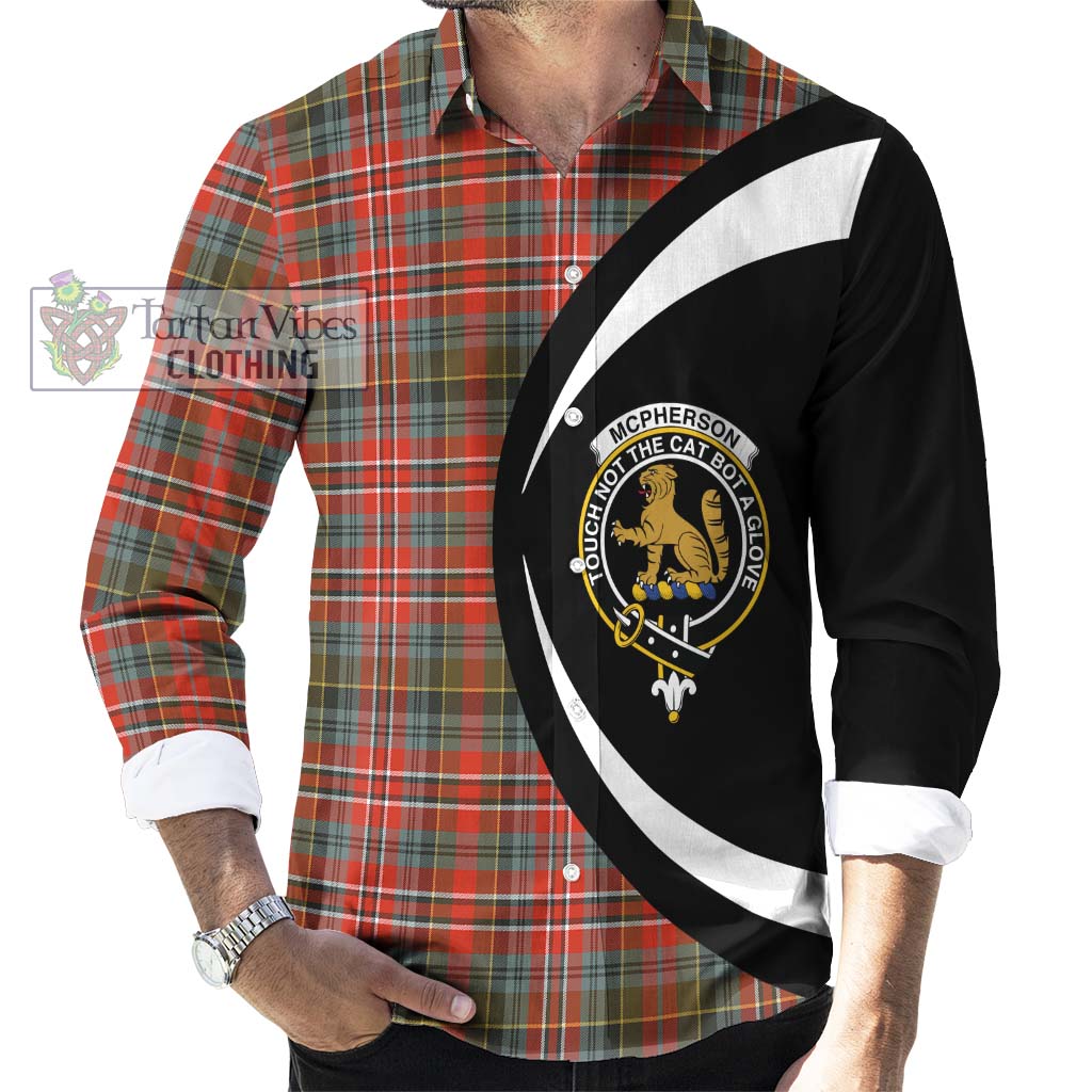 McPherson Weathered Tartan Long Sleeve Button Up with Family Crest Circle Style - Tartan Vibes Clothing