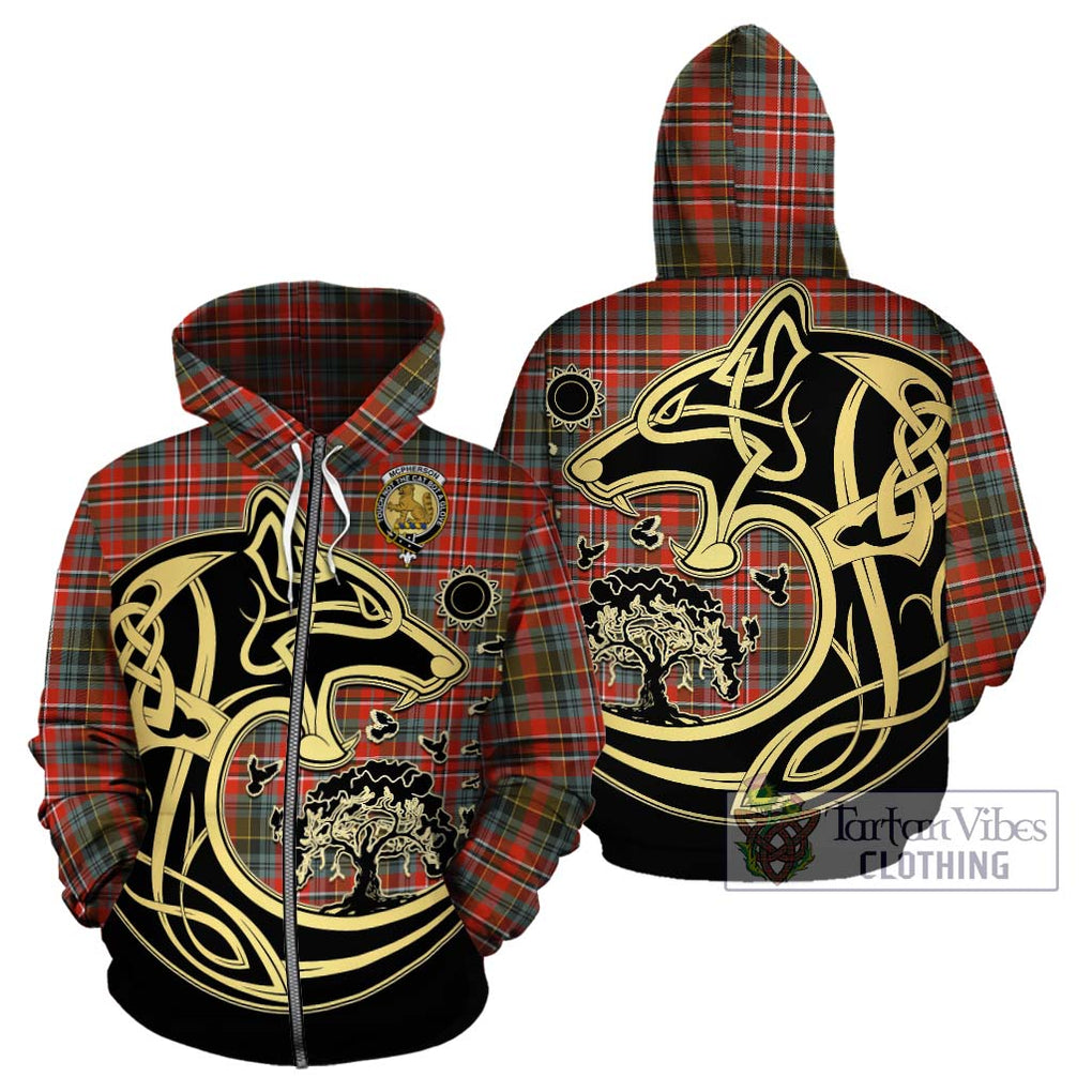 McPherson Weathered Tartan Hoodie with Family Crest Celtic Wolf Style - Tartan Vibes Clothing