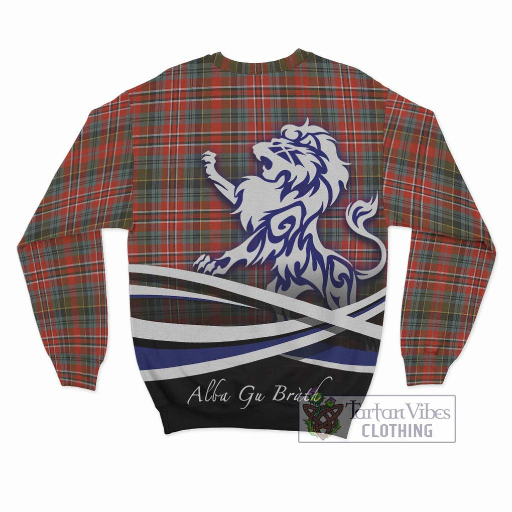 McPherson Weathered Tartan Sweatshirt with Alba Gu Brath Regal Lion Emblem - Tartan Vibes Clothing