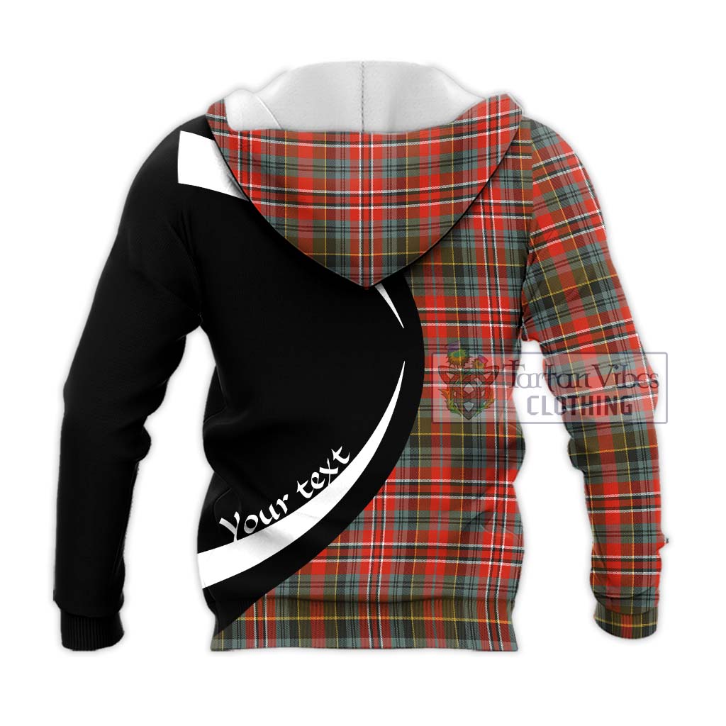 McPherson Weathered Tartan Knitted Hoodie with Family Crest Circle Style - Tartan Vibes Clothing