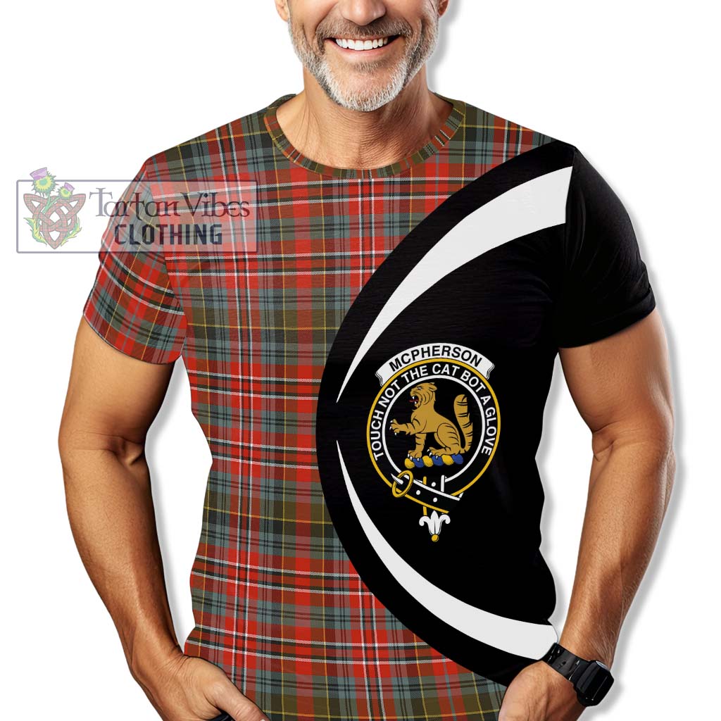 McPherson Weathered Tartan T-Shirt with Family Crest Circle Style - Tartan Vibes Clothing