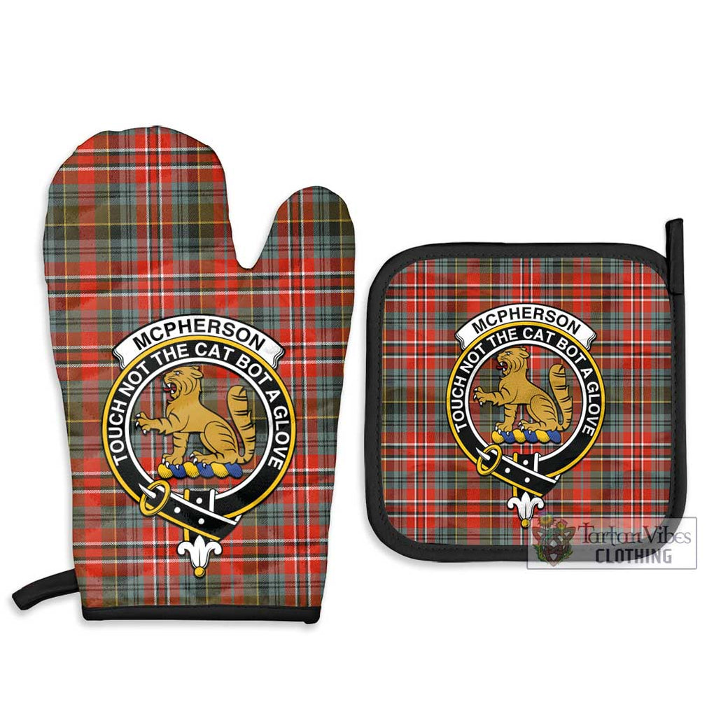 McPherson Weathered Tartan Combo Oven Mitt & Pot-Holder with Family Crest - Tartan Vibes Clothing
