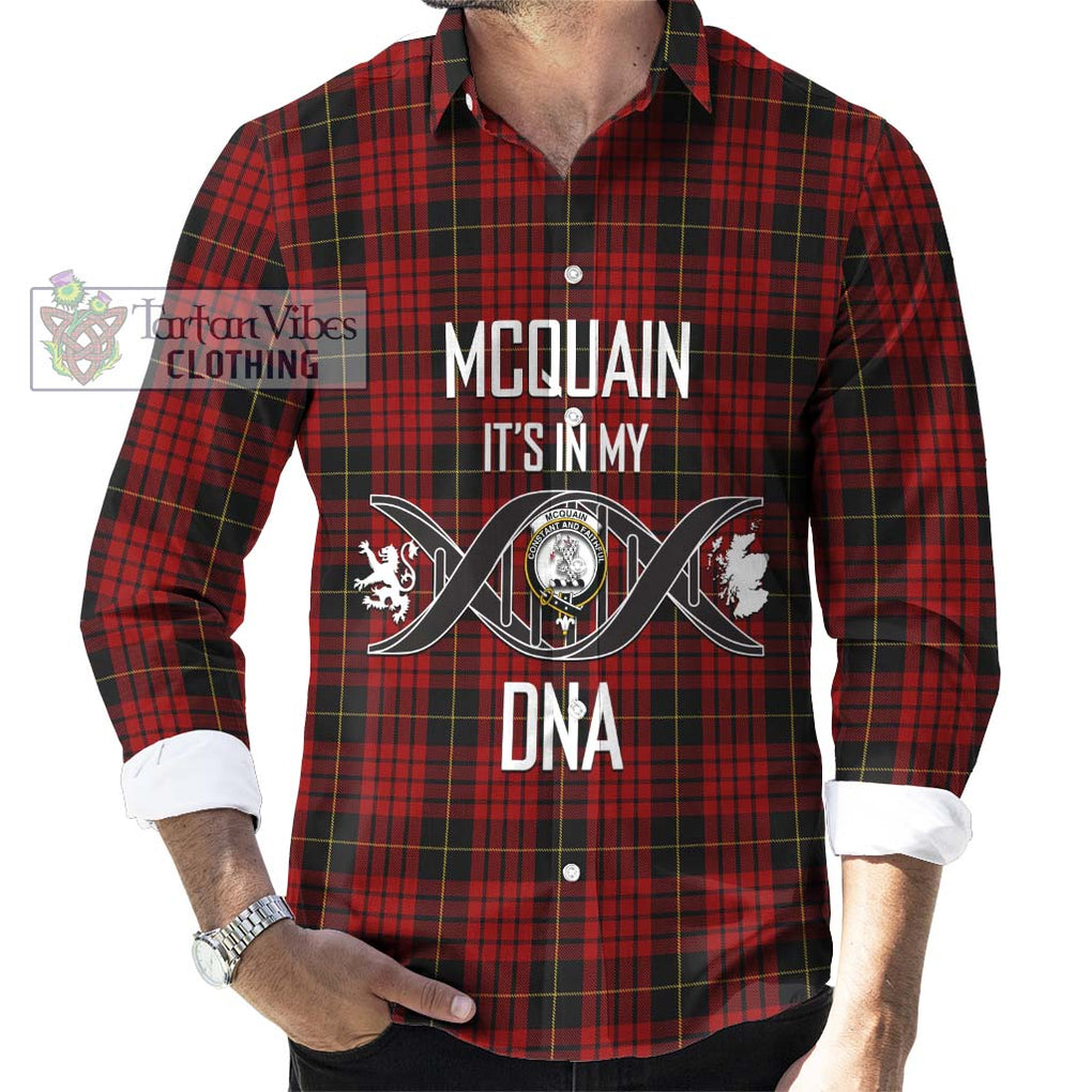 Mcquain Tartan Long Sleeve Button Shirt with Family Crest DNA In Me Style Men's Shirt S - Tartanvibesclothing Shop
