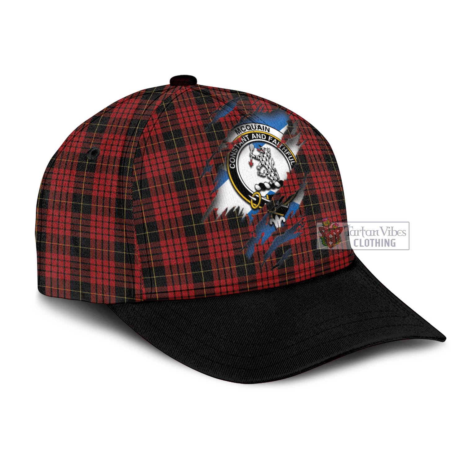 Tartan Vibes Clothing Mcquain Tartan Classic Cap with Family Crest In Me Style