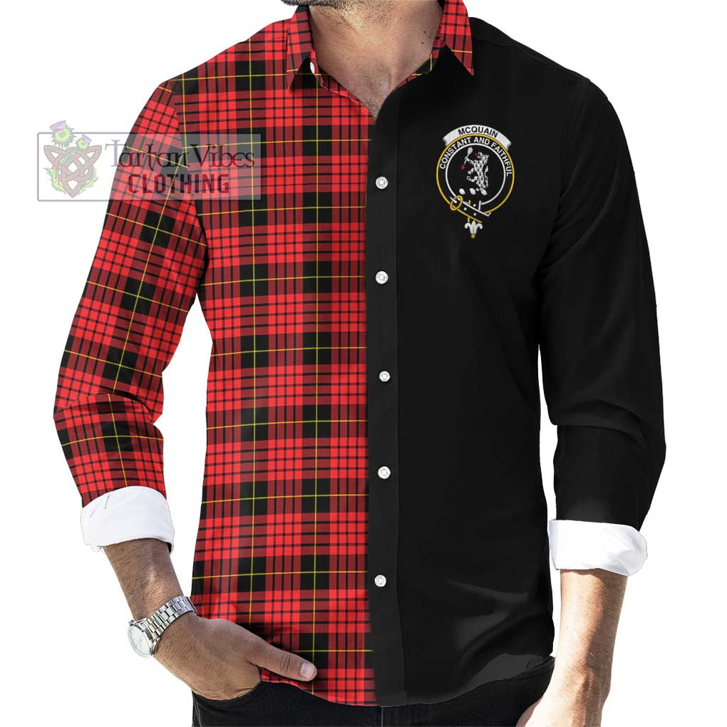 Mcquain Modern Tartan Long Sleeve Button Shirt with Family Crest and Half Of Me Style - Tartanvibesclothing Shop