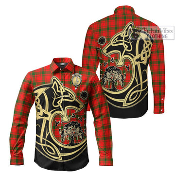 McQuarrie Modern Tartan Long Sleeve Button Shirt with Family Crest Celtic Wolf Style Men's Shirt S - Tartan Vibes Clothing
