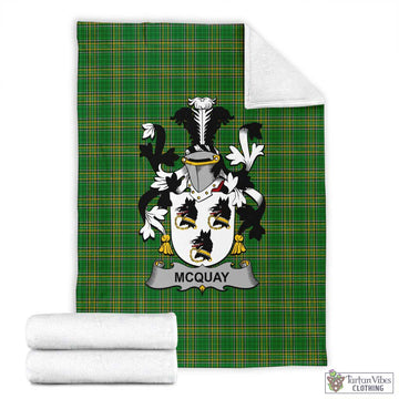 Tartan Vibes Clothing McQuay Irish Clan Tartan Blanket with Coat of Arms