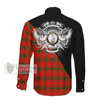 McQueary Modern Tartan Long Sleeve Button Shirt with Family Crest and Military Logo Style Men's Shirt - Tartanvibesclothing Shop