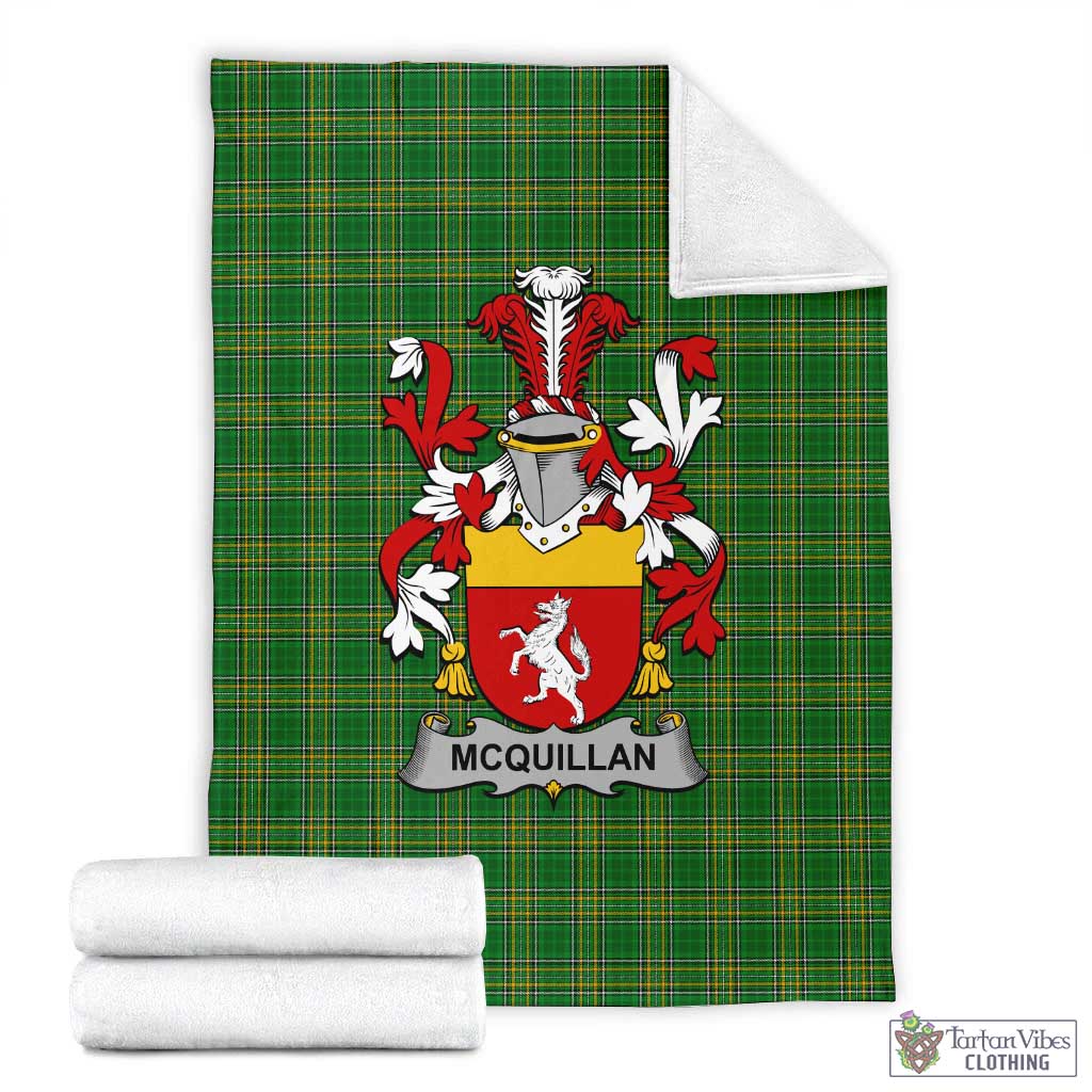 McQuillan Irish Clan Tartan Blanket with Coat of Arms X-Large 59 x 79 inches 150 x 200 cm - Tartan Vibes Clothing