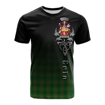 Tartan Vibes Clothing McQuillan Irish Clan Cotton T-shirt with Coat of Arms Erin Go Bragh Celtic Inspired