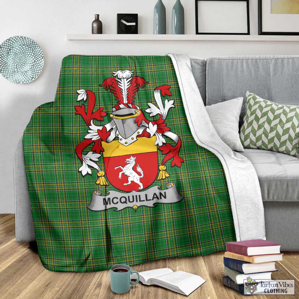 McQuillan Irish Clan Tartan Blanket with Coat of Arms - Tartan Vibes Clothing
