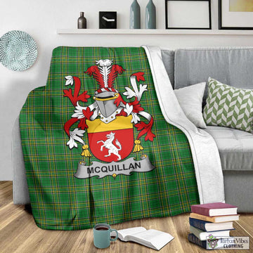 Tartan Vibes Clothing McQuillan Irish Clan Tartan Blanket with Coat of Arms