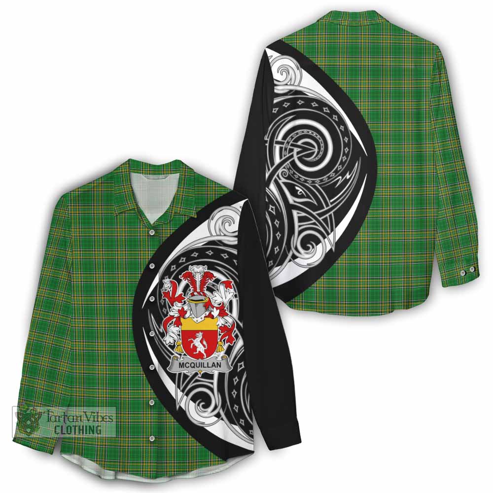 Tartan Vibes Clothing McQuillan Irish Clan Women's Casual Shirt Celtic Circle Style