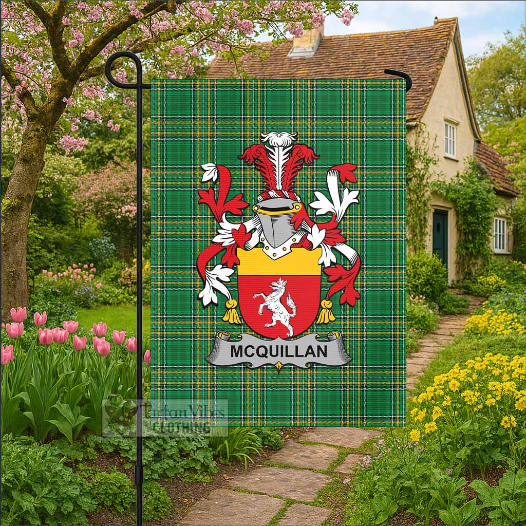 McQuillan Irish Clan Tartan Flag with Coat of Arms