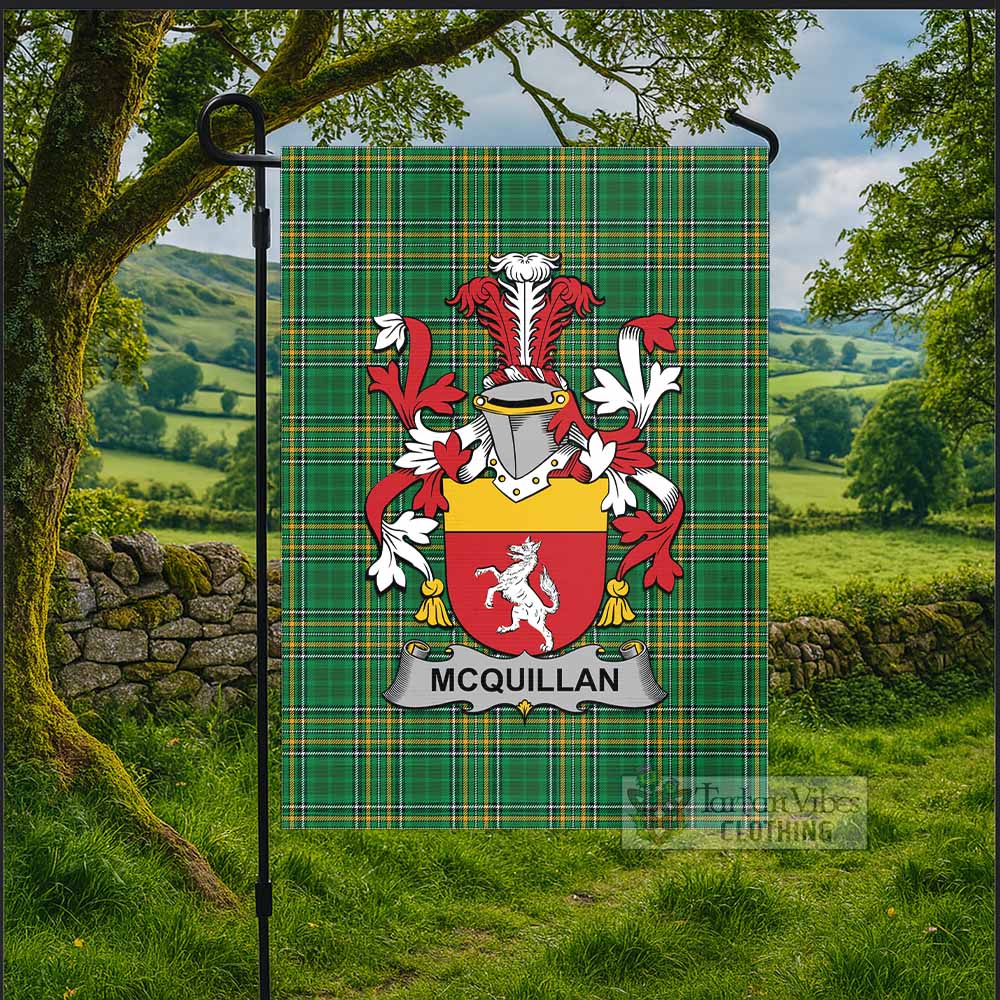 McQuillan Irish Clan Tartan Flag with Coat of Arms