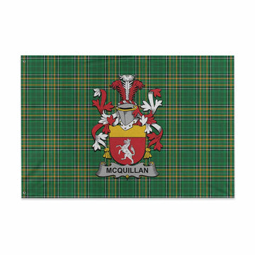 Tartan Vibes Clothing McQuillan Irish Clan Tartan House Flag with Coat of Arms