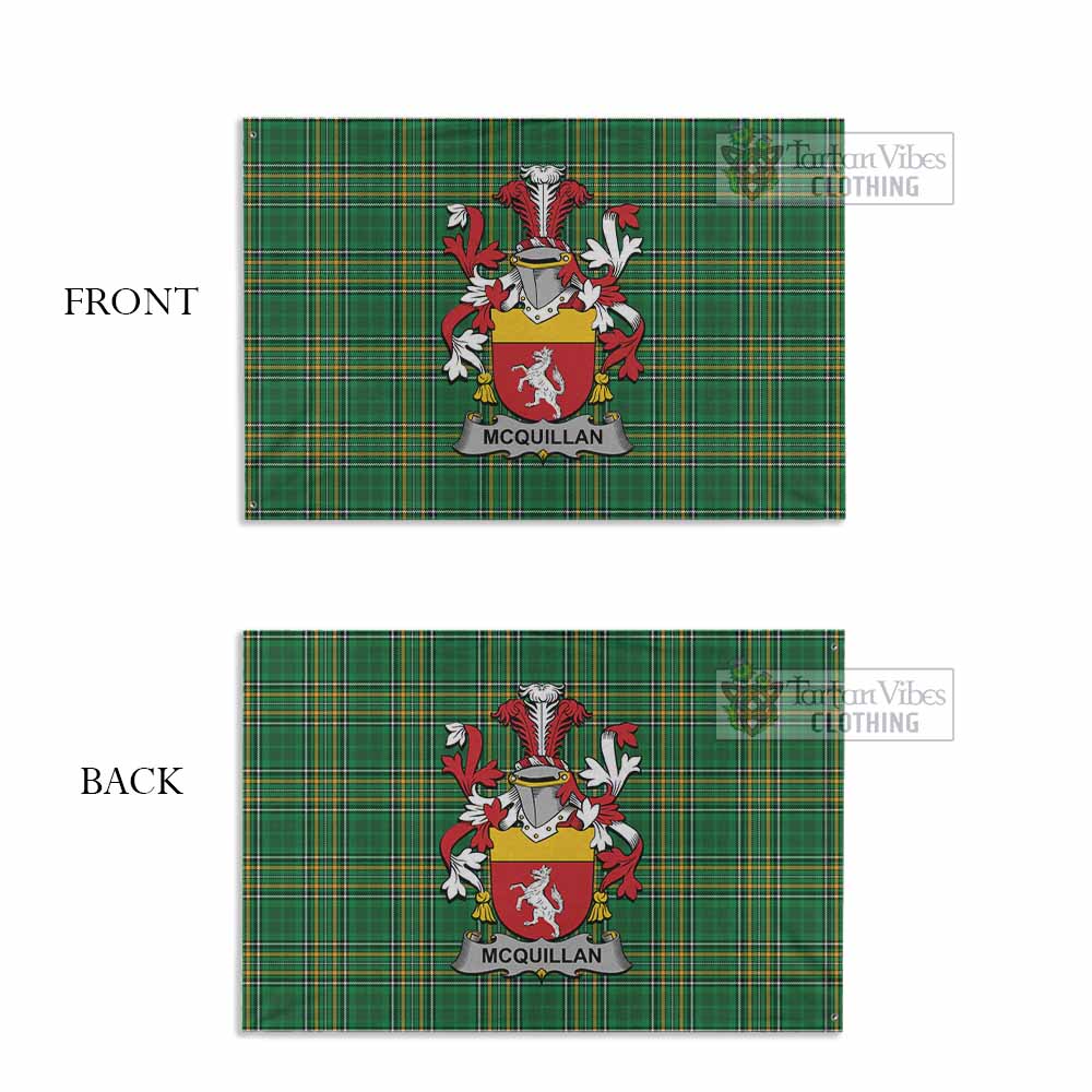 Tartan Vibes Clothing McQuillan Irish Clan Tartan House Flag with Coat of Arms