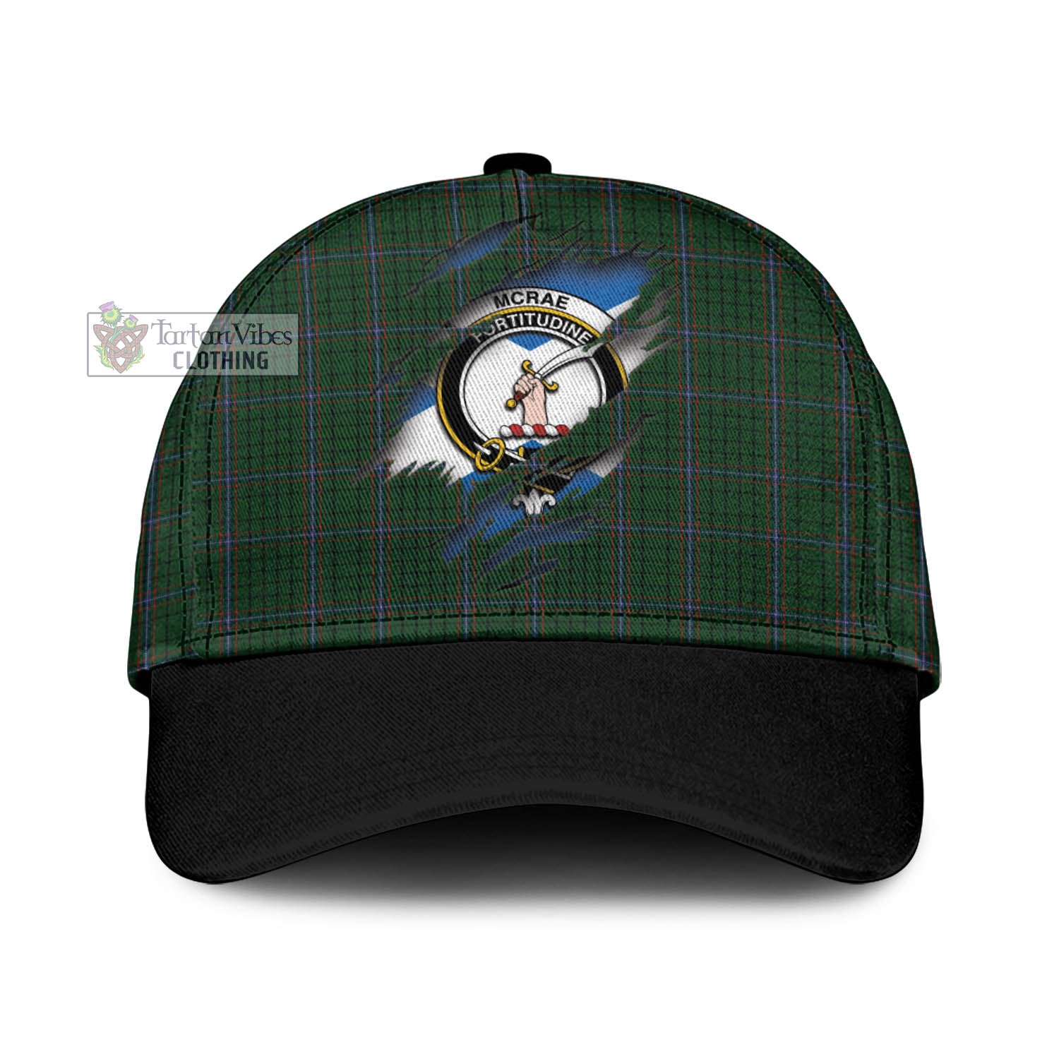 Tartan Vibes Clothing McRae Tartan Classic Cap with Family Crest In Me Style