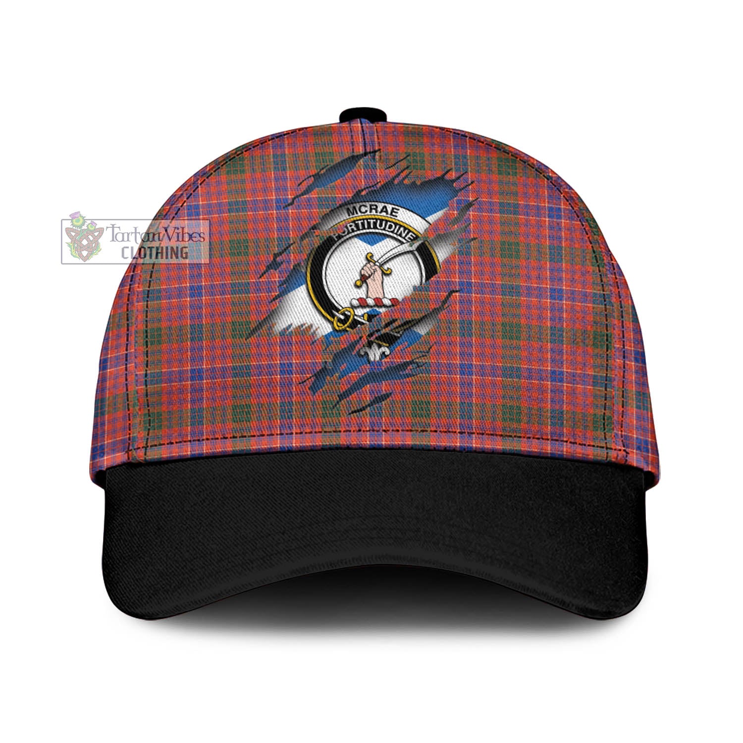 Tartan Vibes Clothing McRae Ancient Tartan Classic Cap with Family Crest In Me Style