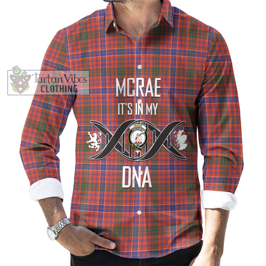 McRae Ancient Tartan Long Sleeve Button Shirt with Family Crest DNA In Me Style Men's Shirt S - Tartanvibesclothing Shop