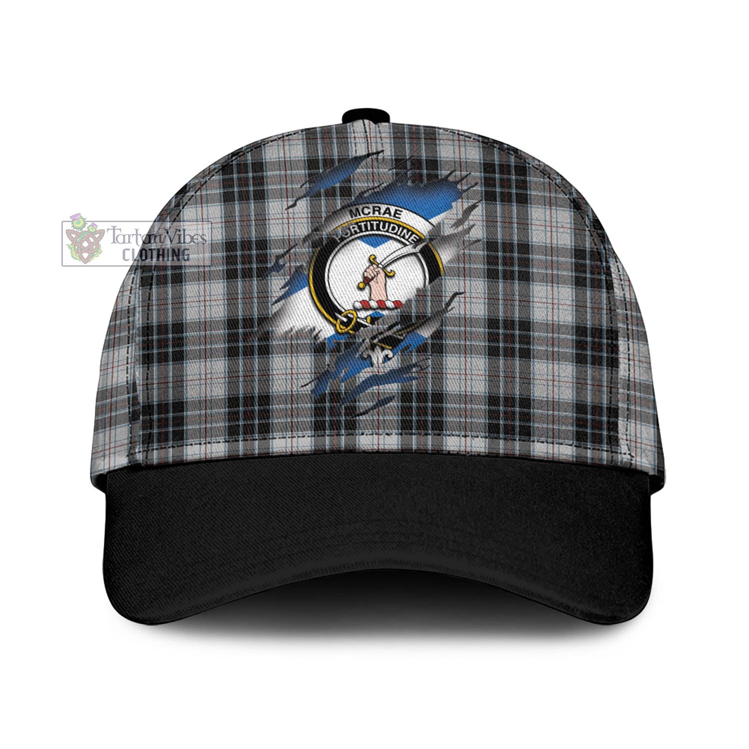 Tartan Vibes Clothing McRae Dress Tartan Classic Cap with Family Crest In Me Style