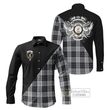 McRae Dress Tartan Long Sleeve Button Shirt with Family Crest and Military Logo Style Men's Shirt S - Tartanvibesclothing Shop