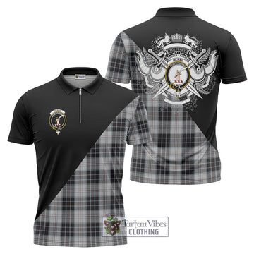 McRae Dress Tartan Zipper Polo Shirt with Family Crest and Military Logo Style Unisex - Tartanvibesclothing Shop