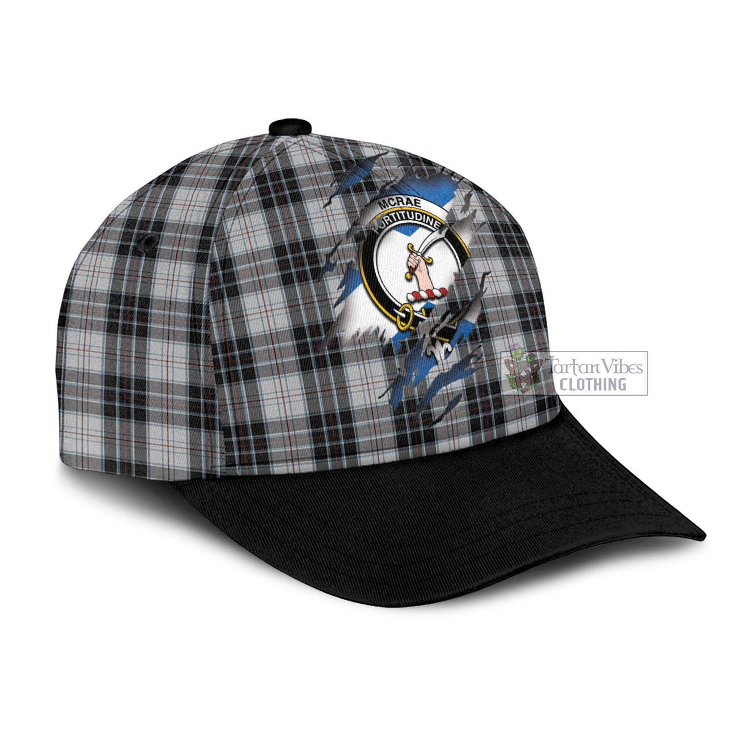 Tartan Vibes Clothing McRae Dress Tartan Classic Cap with Family Crest In Me Style
