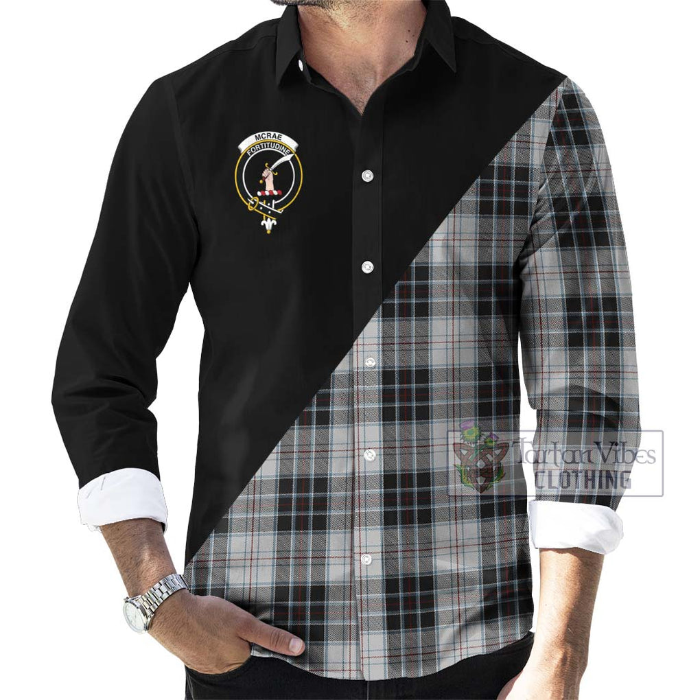 McRae Dress Tartan Long Sleeve Button Shirt with Family Crest and Military Logo Style - Tartanvibesclothing Shop