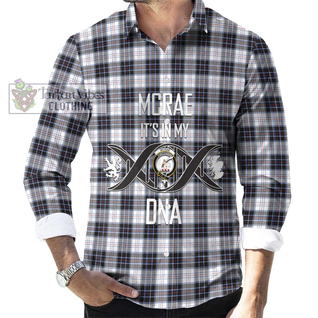 McRae Dress Modern Tartan Long Sleeve Button Shirt with Family Crest DNA In Me Style Men's Shirt S - Tartanvibesclothing Shop