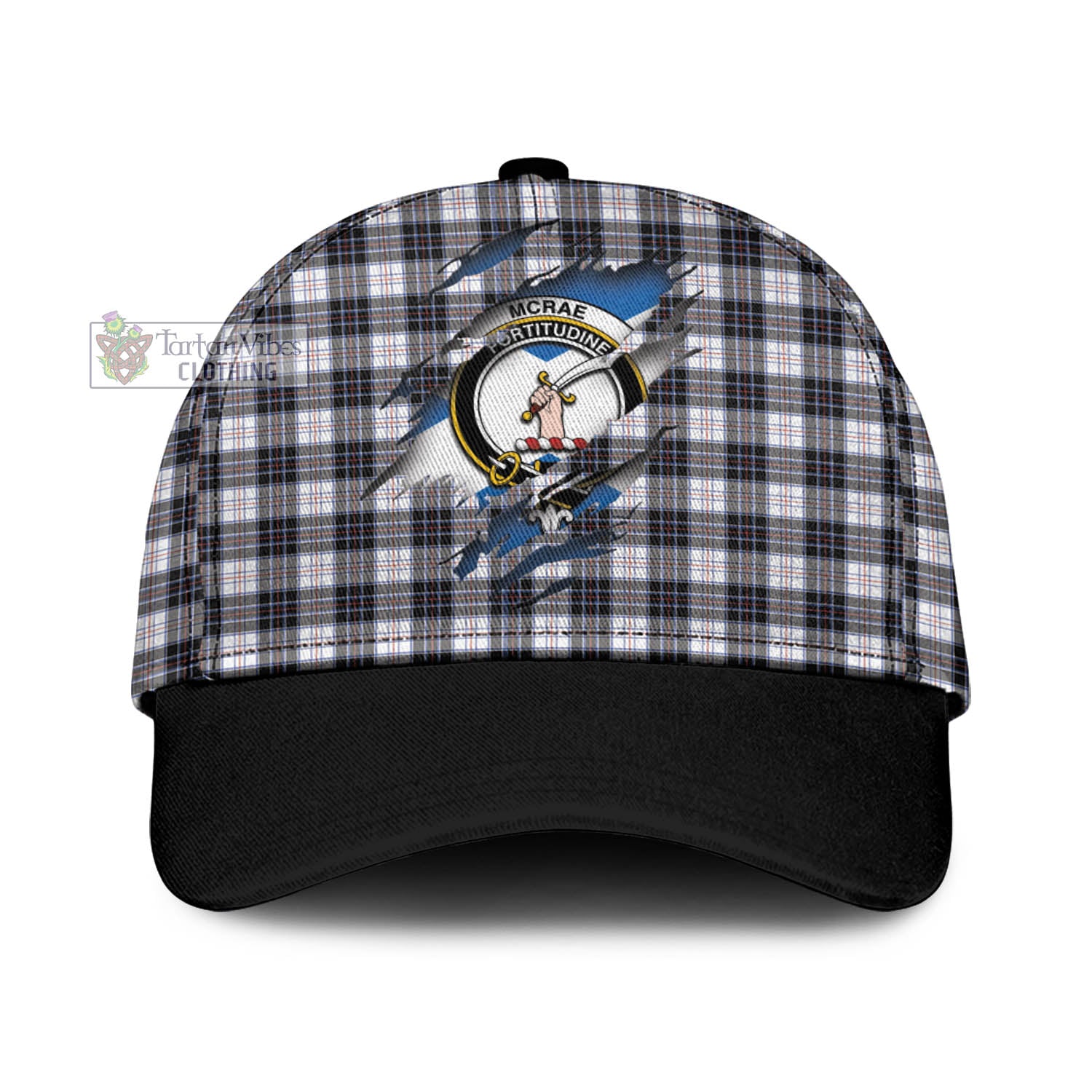 Tartan Vibes Clothing McRae Dress Modern Tartan Classic Cap with Family Crest In Me Style