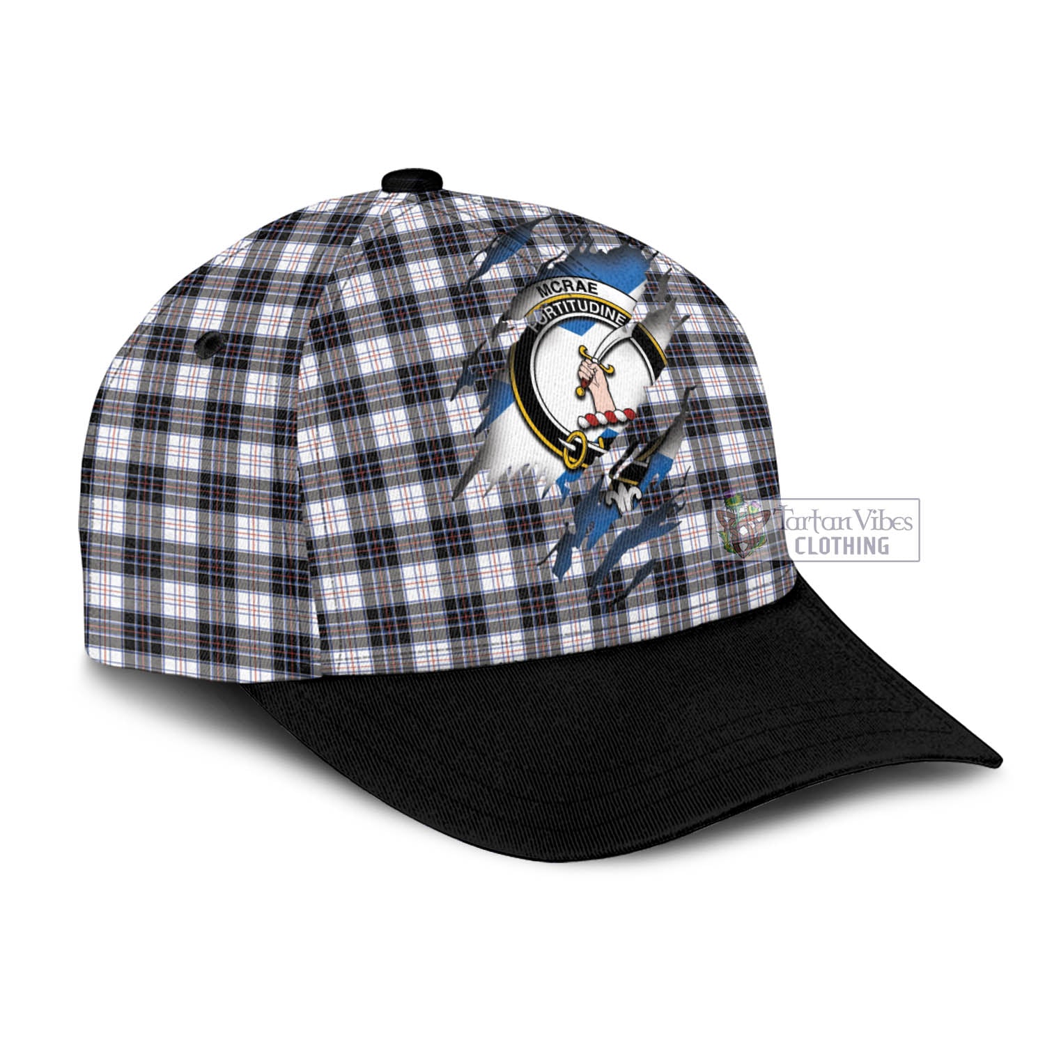 Tartan Vibes Clothing McRae Dress Modern Tartan Classic Cap with Family Crest In Me Style