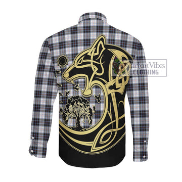 McRae Dress Modern Tartan Long Sleeve Button Shirt with Family Crest Celtic Wolf Style Men's Shirt - Tartan Vibes Clothing