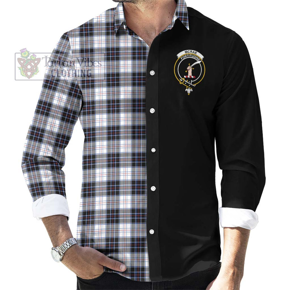 McRae Dress Modern Tartan Long Sleeve Button Shirt with Family Crest and Half Of Me Style - Tartanvibesclothing Shop