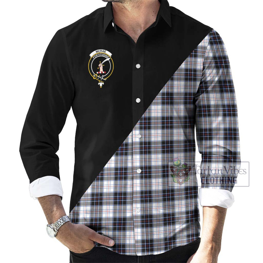 McRae Dress Modern Tartan Long Sleeve Button Shirt with Family Crest and Military Logo Style - Tartanvibesclothing Shop