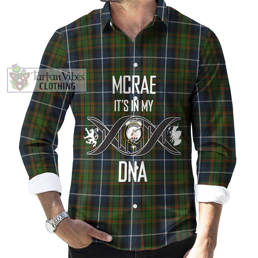 McRae Hunting Tartan Long Sleeve Button Shirt with Family Crest DNA In Me Style Men's Shirt S - Tartanvibesclothing Shop