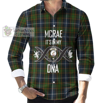 McRae Hunting Tartan Long Sleeve Button Shirt with Family Crest DNA In Me Style Men's Shirt S - Tartanvibesclothing Shop