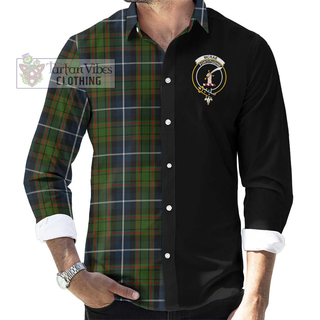 McRae Hunting Tartan Long Sleeve Button Shirt with Family Crest and Half Of Me Style - Tartanvibesclothing Shop