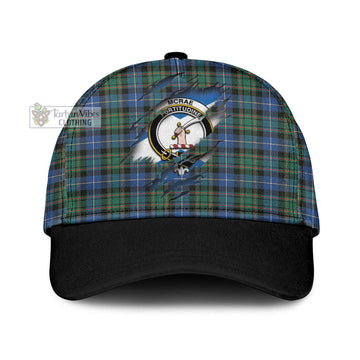 Tartan Vibes Clothing McRae Hunting Ancient Tartan Classic Cap with Family Crest In Me Style
