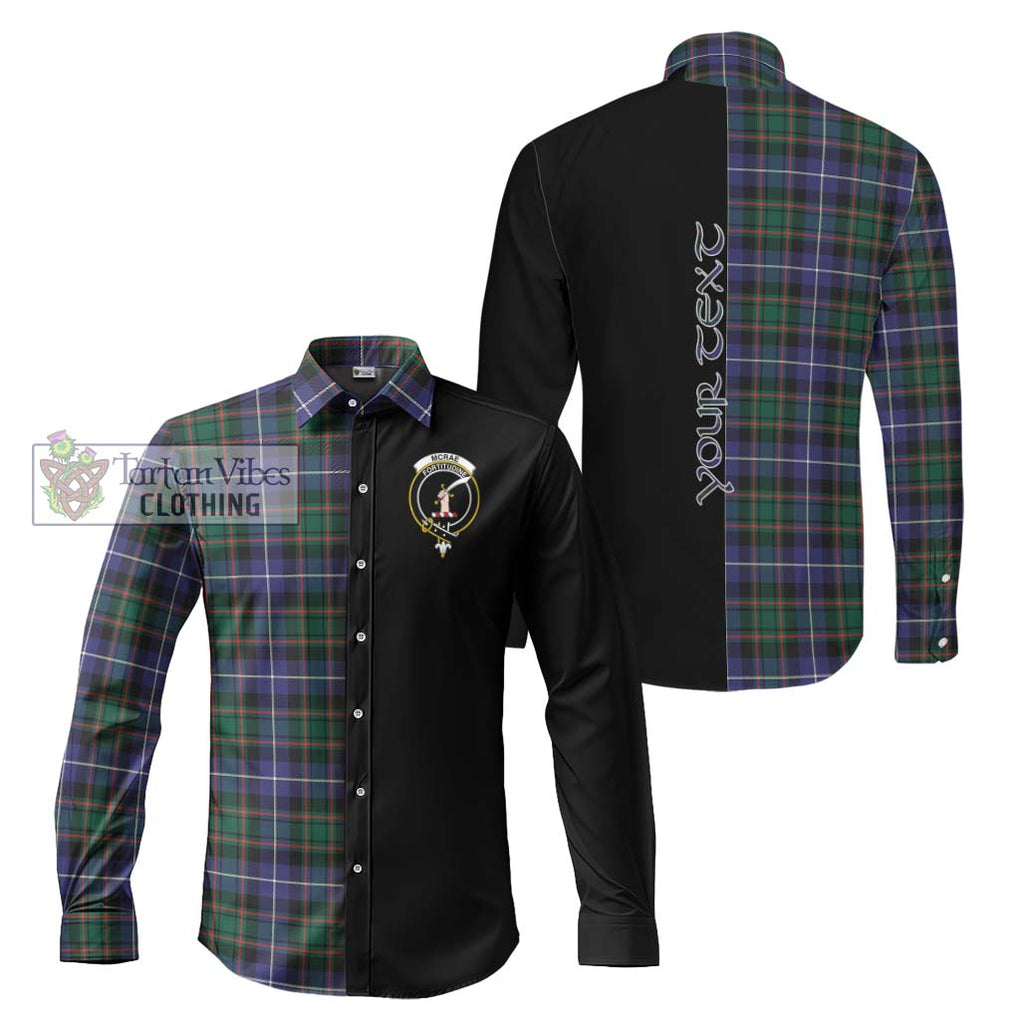 McRae Hunting Modern Tartan Long Sleeve Button Shirt with Family Crest and Half Of Me Style Men's Shirt S - Tartanvibesclothing Shop