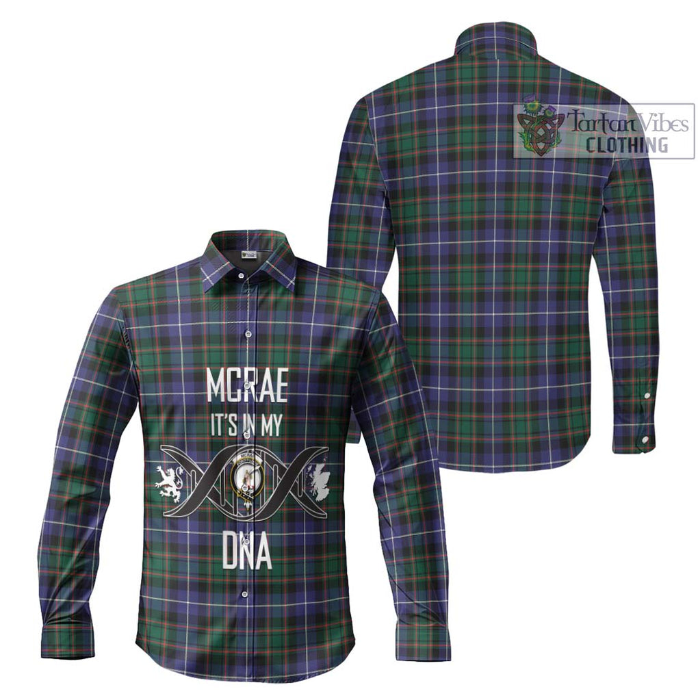 McRae Hunting Modern Tartan Long Sleeve Button Shirt with Family Crest DNA In Me Style Men's Shirt - Tartanvibesclothing Shop